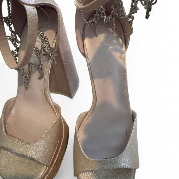 Chic Pink Platform Heels with Dazzling Ankle Chain - Picture 4 of 5